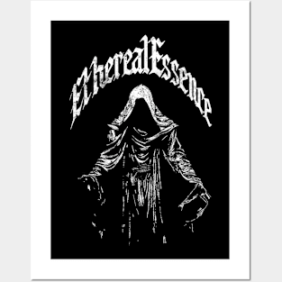 Medieval Cloaked Figure Dark Fantasy White Posters and Art